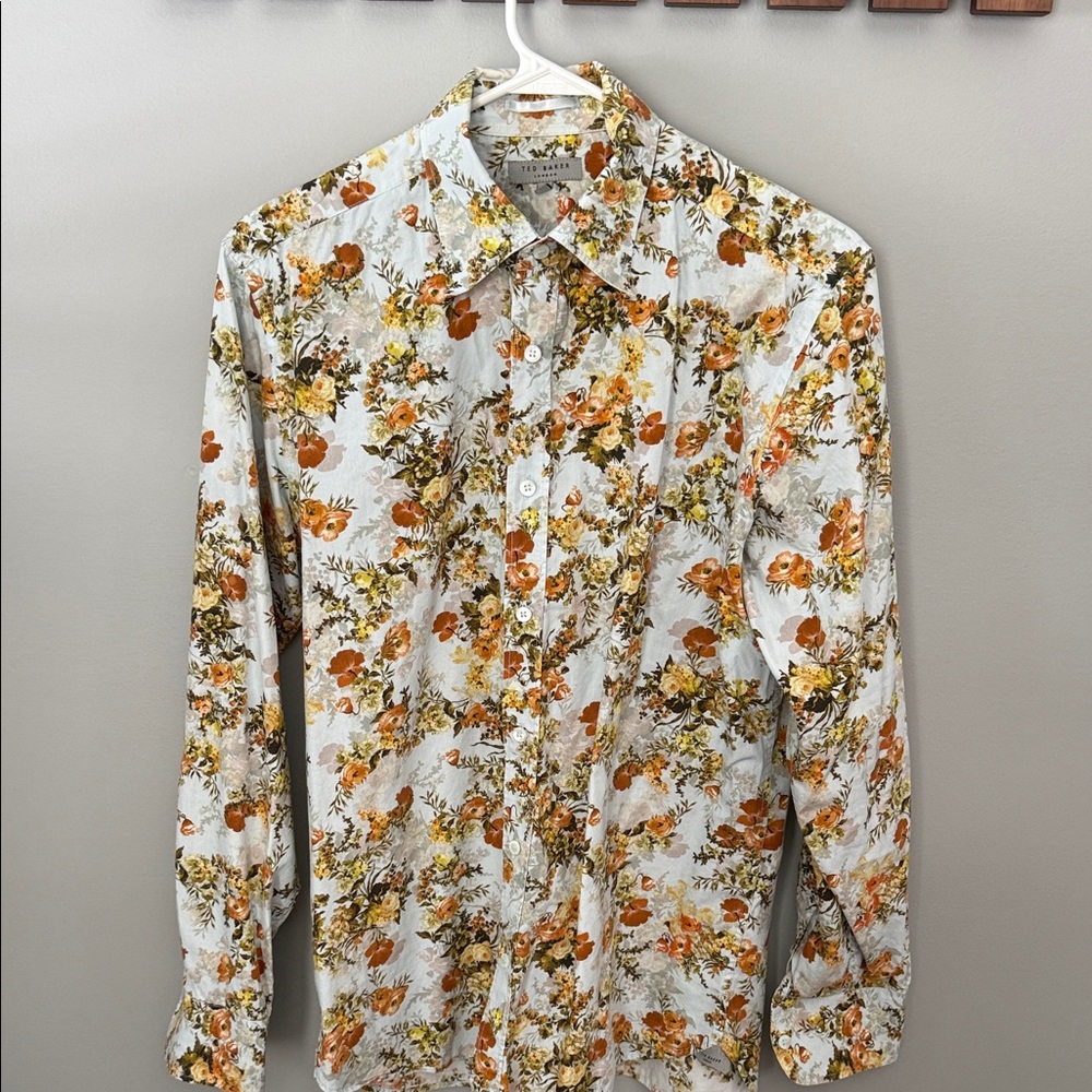 Ted Baker London Floral Shirt - Orange and Yellow Size 4